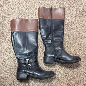 Black and Brown Women's Knee-High Boots
